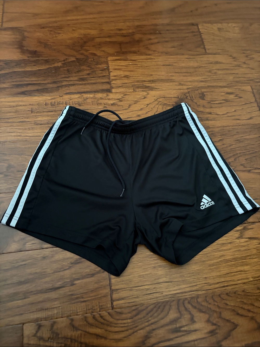adidas Black Athletic Shorts with White Three-Stripes